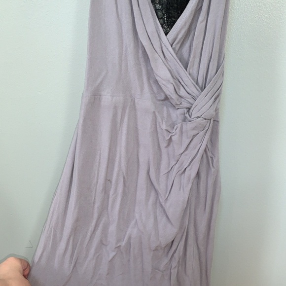 Dusty Lavender & Black Lace Front Twist Asymmetric Dress - Picture 10 of 10